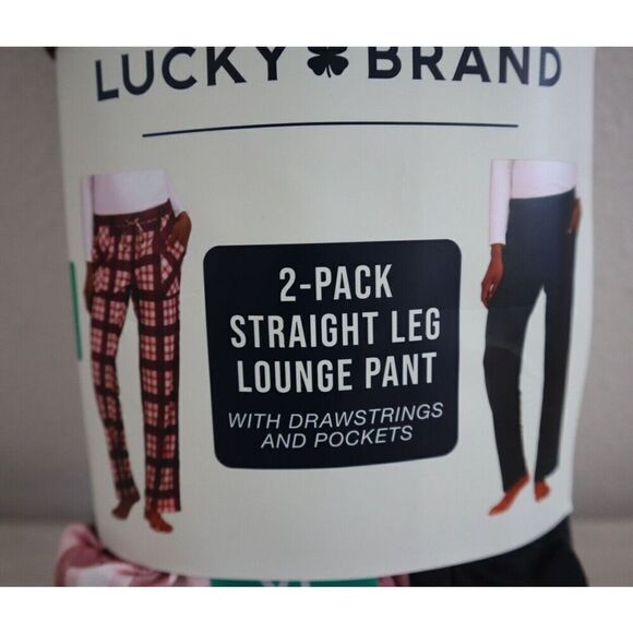 Lucky Brand Women's Sz XL Black/Pink Plaid Straight Leg Lounge Pants, 2-Pack - Picture 4 of 11